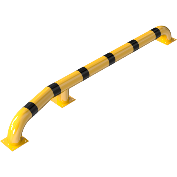 Truck pull in assist | hot-dip galvanized and yellow coatedwith black stripes | angled to the right side,total length: approx. 3000 mm